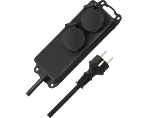 Steckdosenleiste mit zwei Schutzkontaktsteckdosen und Stecker