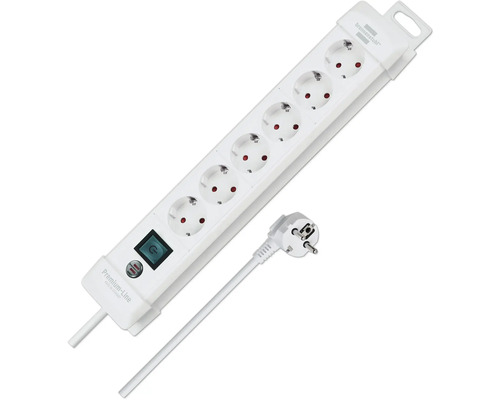 Steckdosenleiste mit sechs Steckdosen und Schalter
