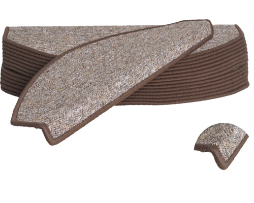 Stufenteppich-Set mit brauner Umrandung