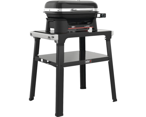 Weber Lumin Elektrogrill auf Grillwagen mit Ablagefläche