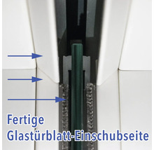 Detailansicht der fertigen Glasschiebetürblatt-Einschubseite