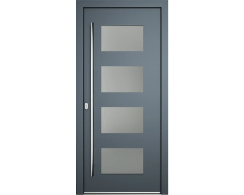 Haustür mit Glaseinsätzen und Stangengriff