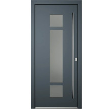 Moderne Haustür mit Glaseinsätzen und Edelstahlgriff