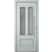 Haustür mit zwei Glasausschnitten und Griff