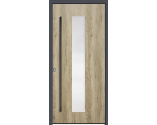 Haustür Genial Modell 108 1100x2000 mm mountain oak DIN links Haustür mit Holzdekor und Glaseinsatz