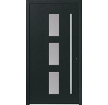 Haustür mit drei rechteckigen Glaseinsätzen und Griff