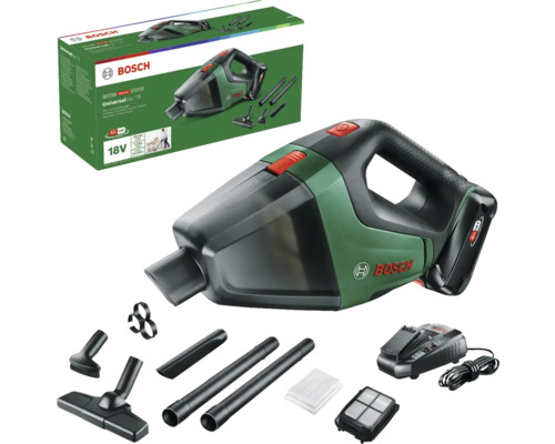 Bosch UniversalVac 18 Akku-Handsauger mit Zubehör und Verpackung