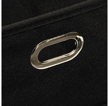 Detailaufnahme einer schwarzen Aufbewahrungsbox mit silberfarbenem Griff