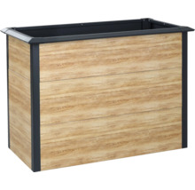 Hochbeet mit Holzverkleidung und Metallecken