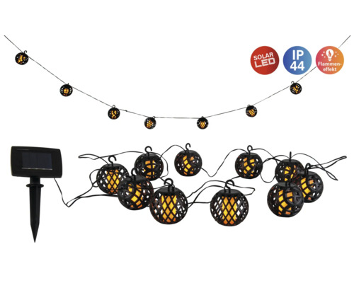 Solarbetriebene Lichterkette mit Flammeneffekt und Schutzart IP44