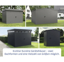 EcoStar Euroline Gerätehäuser mit verschiedenen Dachformen und Größen