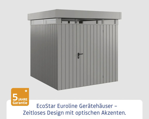 EcoStar Euroline Gerätehaus mit Tür und fünf Jahre Garantie