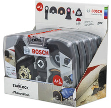 Bosch Starlock Renovierungs Set mit verschiedenen Sägeblättern und Schleifblättern in Verpackung