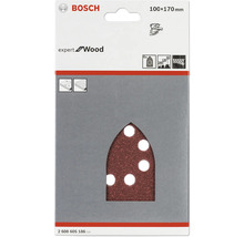 Bosch Logo. Sechs Schleifblätter für Holz, circa 100x170 Millimeter.