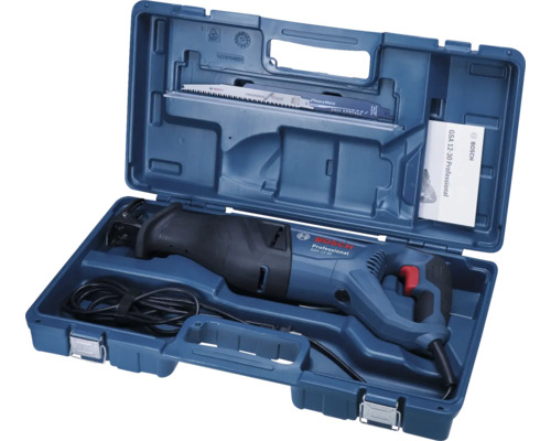 Bosch Professional Säbelsäge GSA 12-30 im Koffer mit Sägeblatt und Bedienungsanleitung.