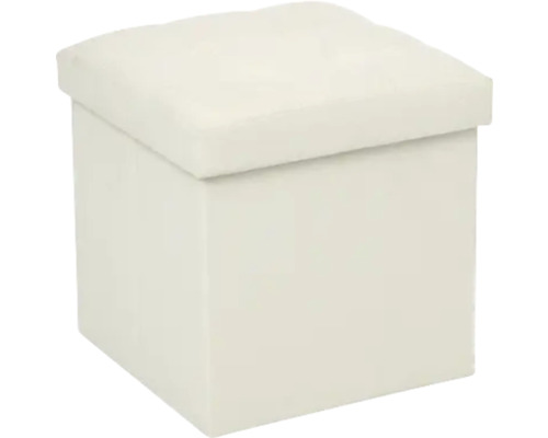 Sitzhocker Velvet weiß 38x38x38 cm Quadratischer Hocker mit Stauraum