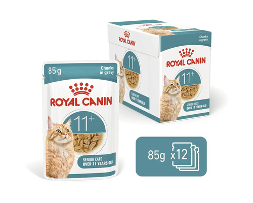 Royal Canin Katzenfutter Senior Nassfutter ab 11 Jahren, Stückchen in Soße, 85 Gramm Beutel, 12er Pack