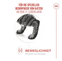 Katzenfutter für die speziellen Bedürfnisse von Katzen ab dem elften Lebensjahr mit Fokus auf Beweglichkeit.