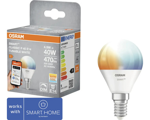 Osram Smart Plus Classic P 40 E14 LED Lampe mit Verpackung