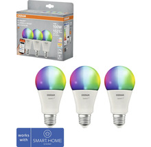Drei Osram Smart Plus Classic A 100 E27 Multicolor Lampen mit Verpackung