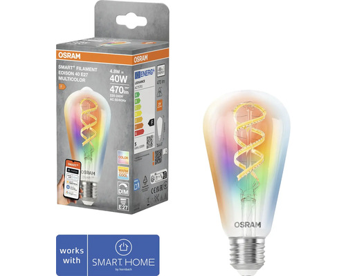 Osram Smart Filament Edison 40 E27 Multicolor Lampe mit Verpackung