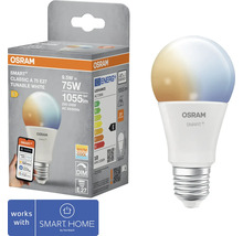 Osram Smart Plus Classic A 75 E27 dimmbare, weiße LED Lampe mit E27 Sockel und Verpackung