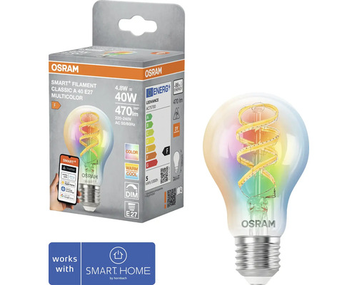 Osram Smart Filament Classic A 40 E27 Multicolor Leuchtmittel mit Verpackung