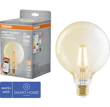 Osram Smart+ Filament Globe 125 E27 LED Lampe und Verpackung