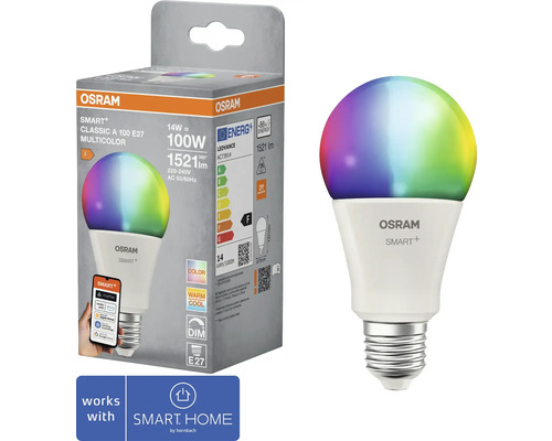 Osram Smart Plus Classic A 100 E27 Multicolor Lampe mit Verpackung