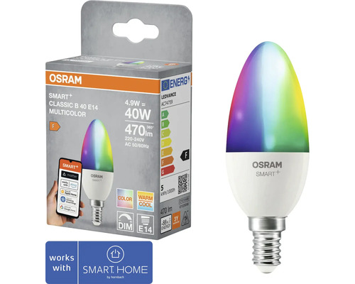 Osram Smart Plus Classic B 40 E14 Multicolor LED Lampe mit Verpackung
