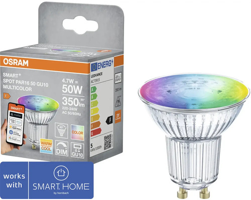 Osram Smart+ LED Leuchtmittel PAR16 50 GU10 Multicolor und Verpackung
