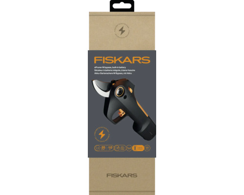 Fiskars ePruner M Bypass Akku Gartenschere in Verpackung