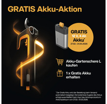 Akkugartenschere und 12 Volt Akku Gratis Aktion