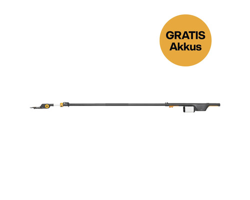 Akku-Hochentaster mit dem Hinweisschild Gratis Akkus