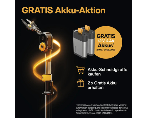 Aktionsangebot: Akku-Schneidgiraffe mit zwei gratis Akkus