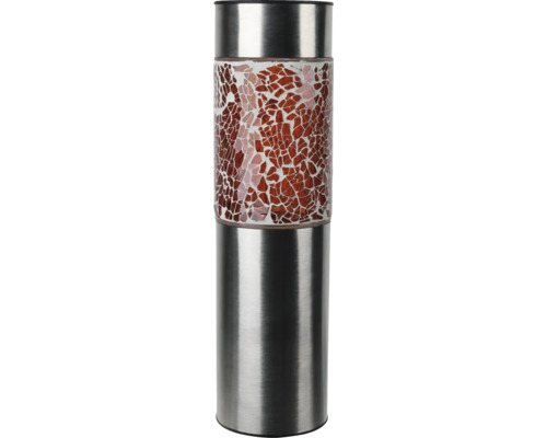 LED Solarleuchte mit Erdspieß 2800- 3200 K HxØ 33,5x6 cm Havanna 2er-Set Zylindrische Solarleuchte aus Edelstahl mit einem braunen Glasmosaikmuster.