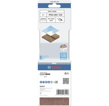 Bosch PRO X440 Schleifband Set, Körnung P60, P80 und P120, Größe 75 x 533 Millimeter