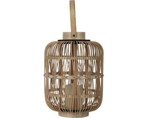 Windlicht aus Bambus mit Tragegriff und innenliegender Kerze