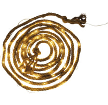 LED-Lichterkette aus Naturseil, spiralförmig aufgewickelt für dekorative Beleuchtung.
