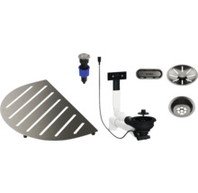 Spülenzubehör-Set mit Siebkorb, Eckablage und Excenterbedienung