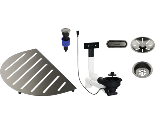 Spülenzubehör-Set mit Siebkorb, Eckablage und Excenterbedienung