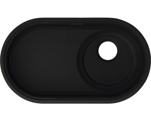 Schwarze Duschwanne mit rundem Abfluss