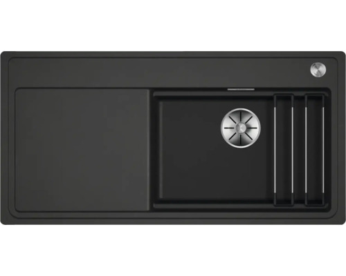Spüle Blanco ETAGON XL 6S-F 98,8 x 49,8 x cm felsgrau 528102 Schwarzes Küchenspülbecken mit Abtropffläche, Siebkorbventil und Reling