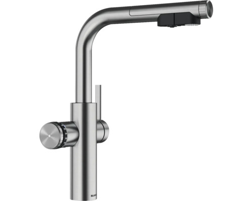 Küchenarmatur aus Edelstahl mit Ausziehbrause