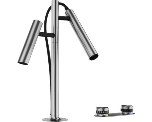 Freistehende Badarmatur mit zwei Hebeln zur Steuerung von Temperatur und Wasserdurchfluss