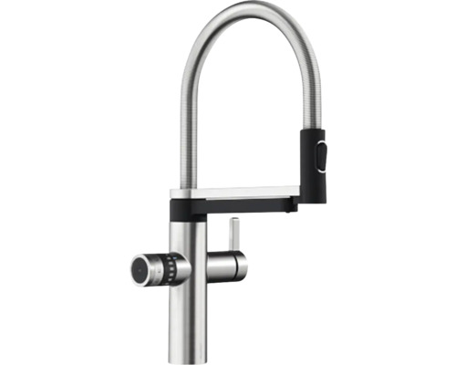 Küchenarmatur mit hohem, flexiblem Auslauf