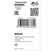 Bosch Experte, Bosch Pro, Bosch Logo, Recycling Symbol, Papierverpackungssymbol, EAC Zeichen, QR-Code, Barcode