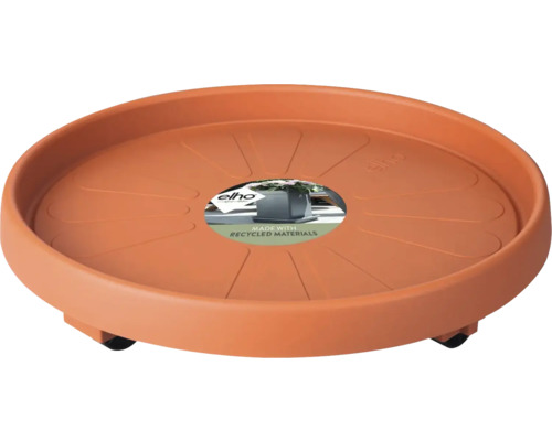 Pflanzenroller Elho Planttaxi Kunststoff Ø 40 cm H 5 cm terrakotta Blumenroller aus recyceltem Material mit Rädern