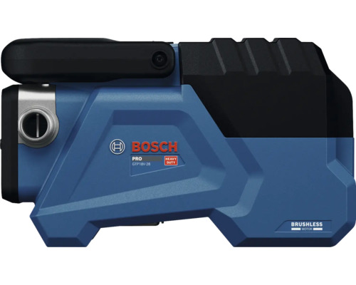 Blaues Bosch Professional Akku-Presswerkzeug GTP 18 Volt 28 mit bürstenlosem Motor und Bosch Logo.