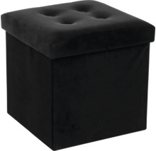 Quadratischer Hocker mit Stauraum und Knopfheftung